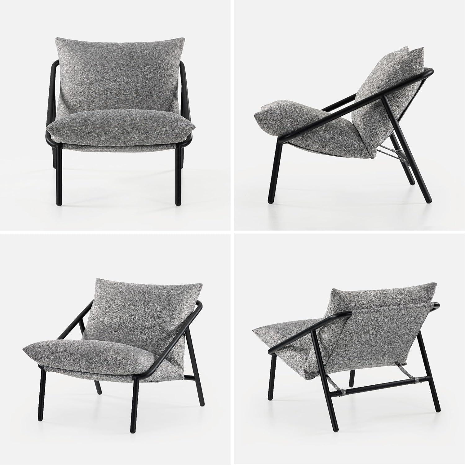 imageZINUS Aidan Sling Accent Chair Metal Framed Armchair with Shredded Foam Cushioning OatmealLight Grey