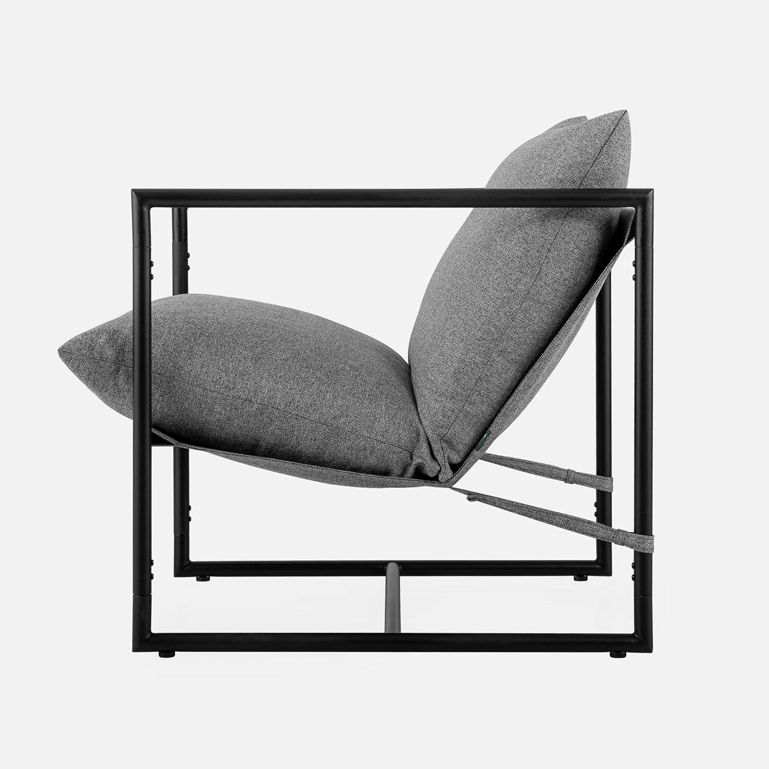 imageZINUS Aidan Sling Accent Chair Metal Framed Armchair with Shredded Foam Cushioning OatmealLight Grey