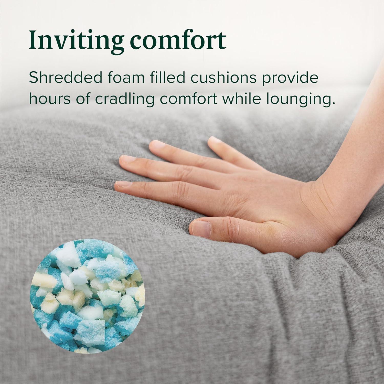 imageZINUS Aidan Sling Accent Chair Metal Framed Armchair with Shredded Foam Cushioning OatmealLight Grey