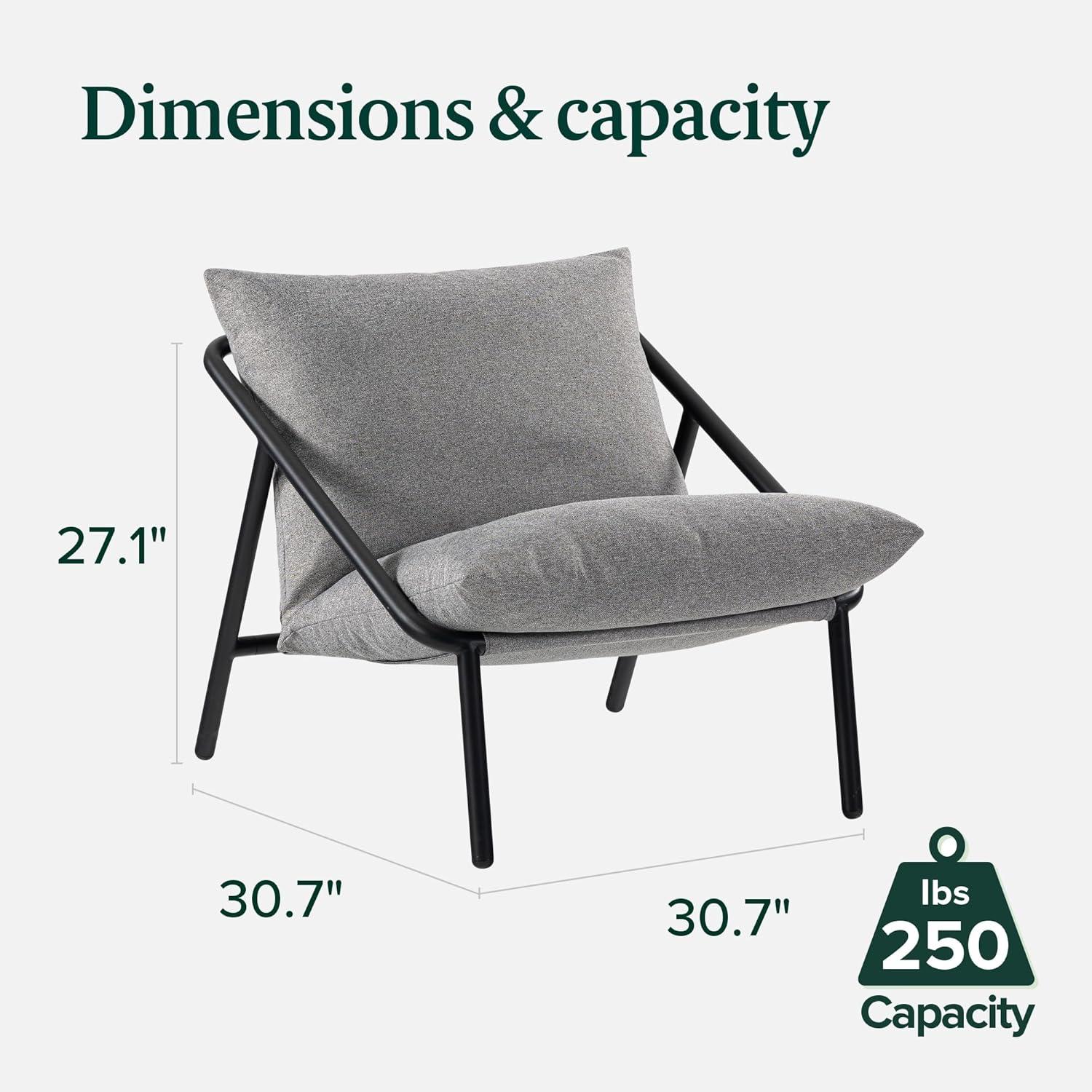 imageZINUS Aidan Sling Accent Chair Metal Framed Armchair with Shredded Foam Cushioning OatmealLight Grey