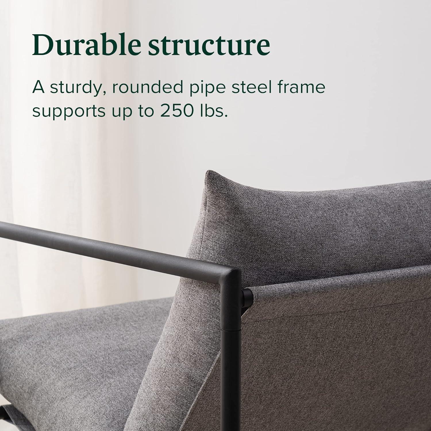 imageZINUS Aidan Sling Accent Chair Metal Framed Armchair with Shredded Foam Cushioning OatmealLight Grey