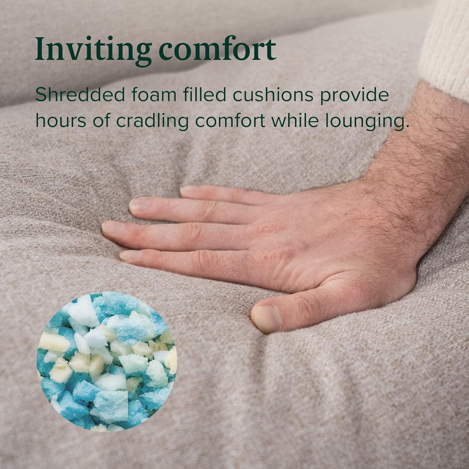 imageZINUS Aidan Sling Accent Chair Metal Framed Armchair with Shredded Foam Cushioning OatmealLight Grey