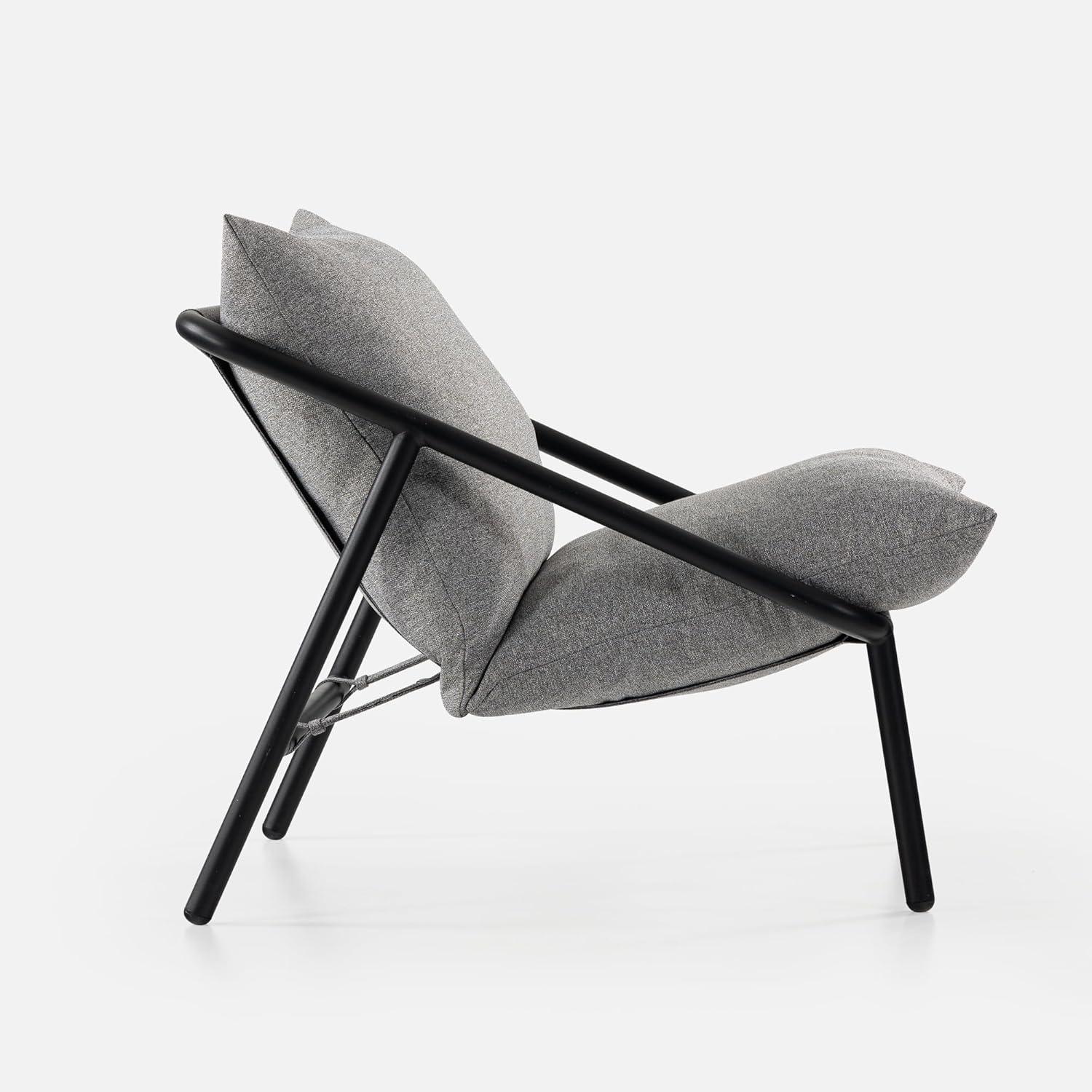 imageZINUS Aidan Sling Accent Chair Metal Framed Armchair with Shredded Foam Cushioning OatmealLight Grey