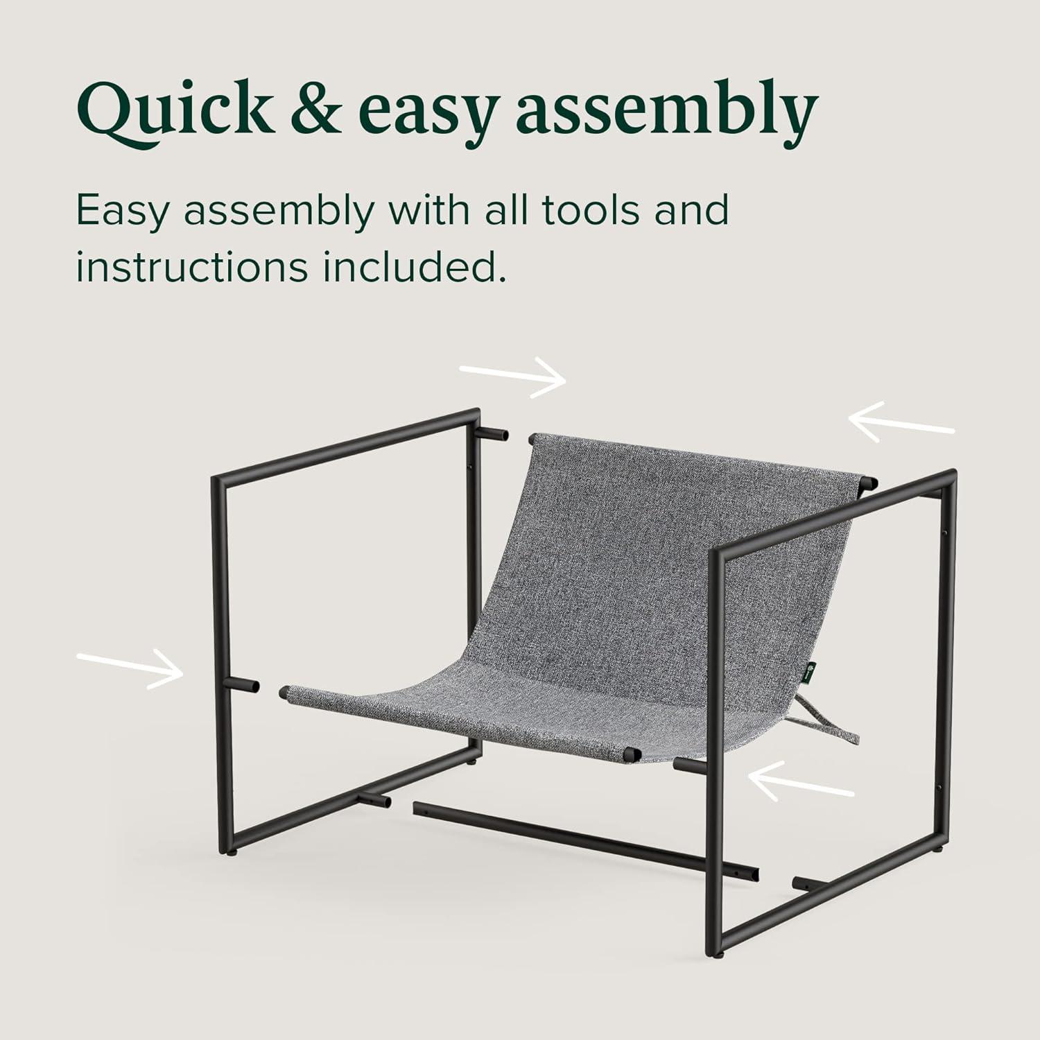 imageZINUS Aidan Sling Accent Chair Metal Framed Armchair with Shredded Foam Cushioning OatmealLight Grey