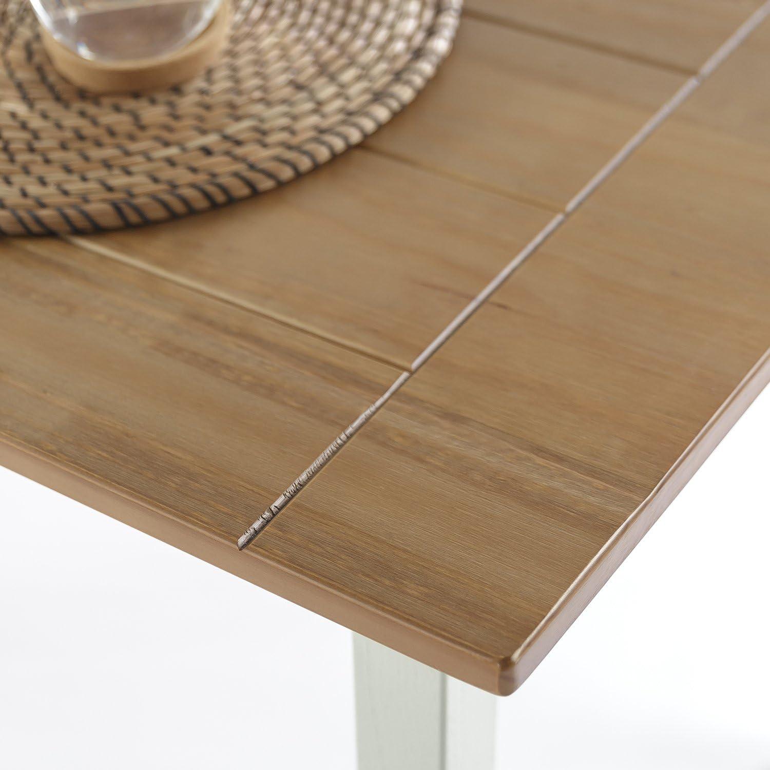 imageZINUS Becky Farmhouse Dining Table with Two Benches Brown  3 piece setBrown