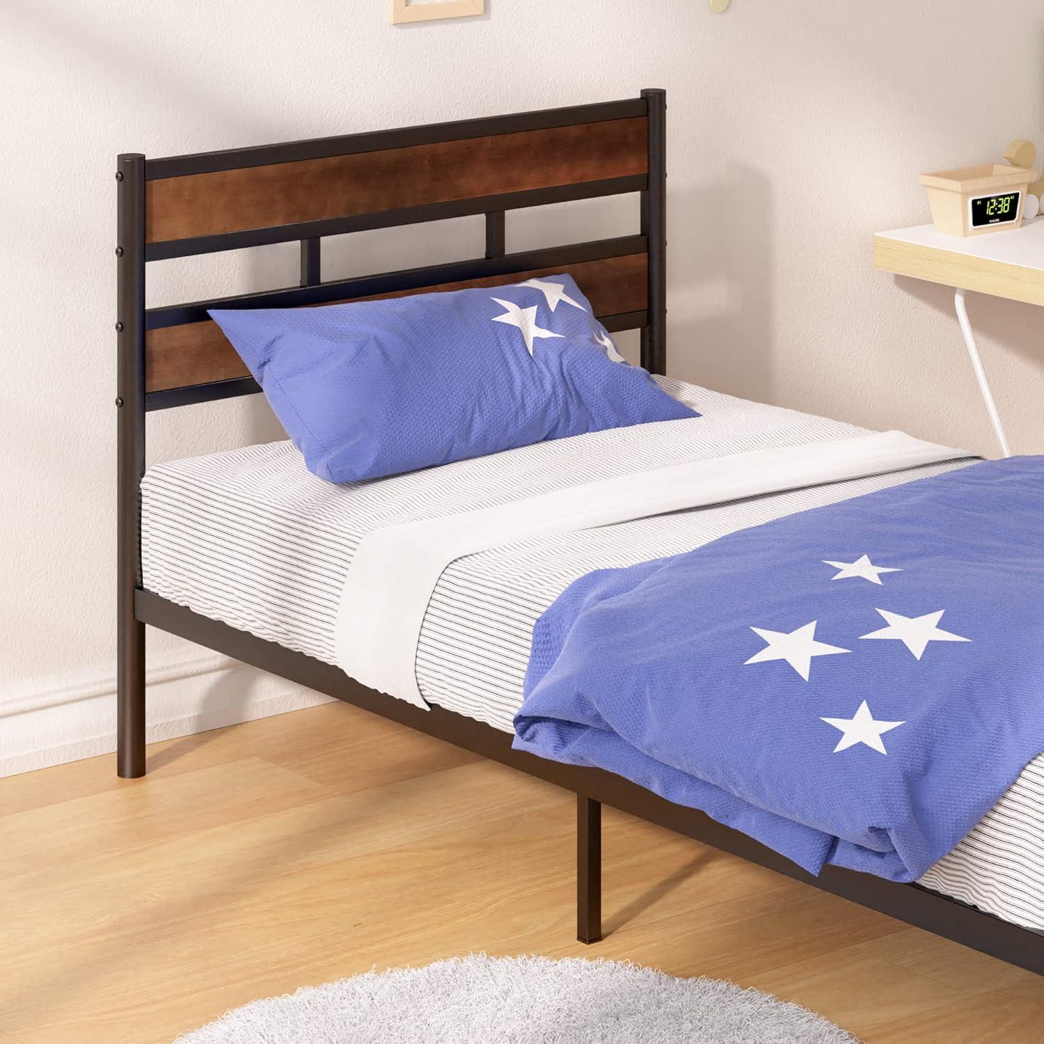 imageZINUS Leah Bamboo Platform Bed Frame with Headboard No Box Spring Needed Wood Slat Support Easy Assembly QueenTwin