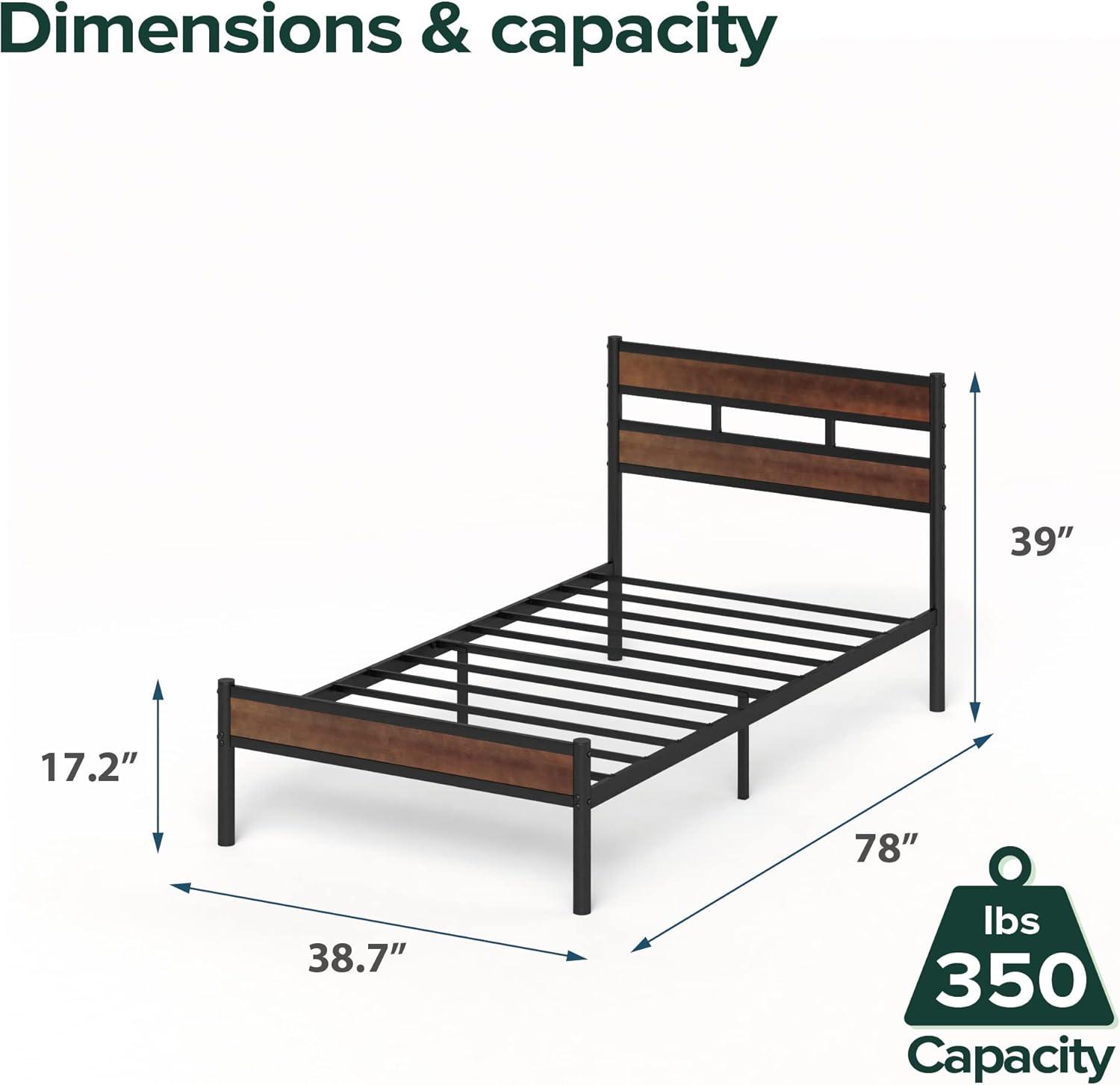 imageZINUS Leah Bamboo Platform Bed Frame with Headboard No Box Spring Needed Wood Slat Support Easy Assembly QueenTwin
