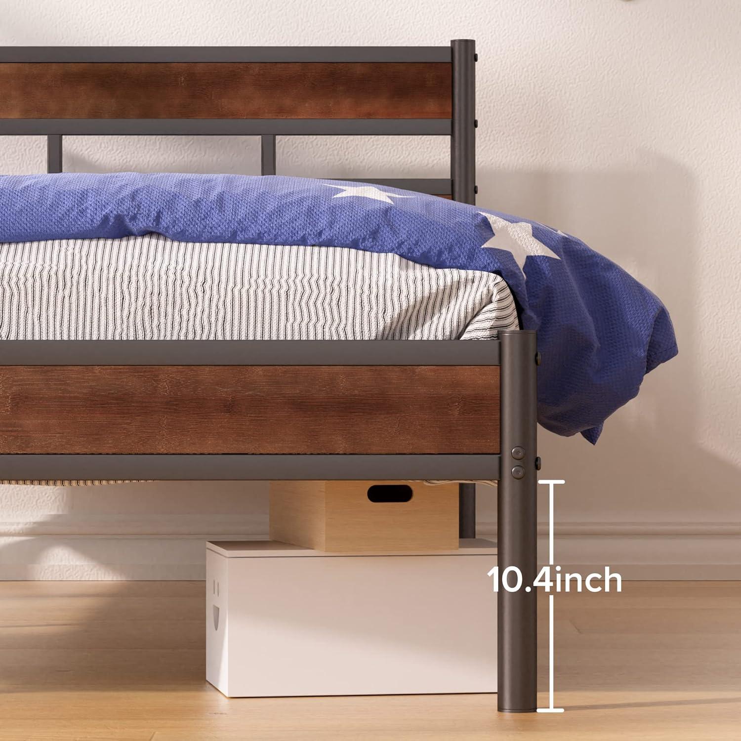 imageZINUS Leah Bamboo Platform Bed Frame with Headboard No Box Spring Needed Wood Slat Support Easy Assembly QueenTwin