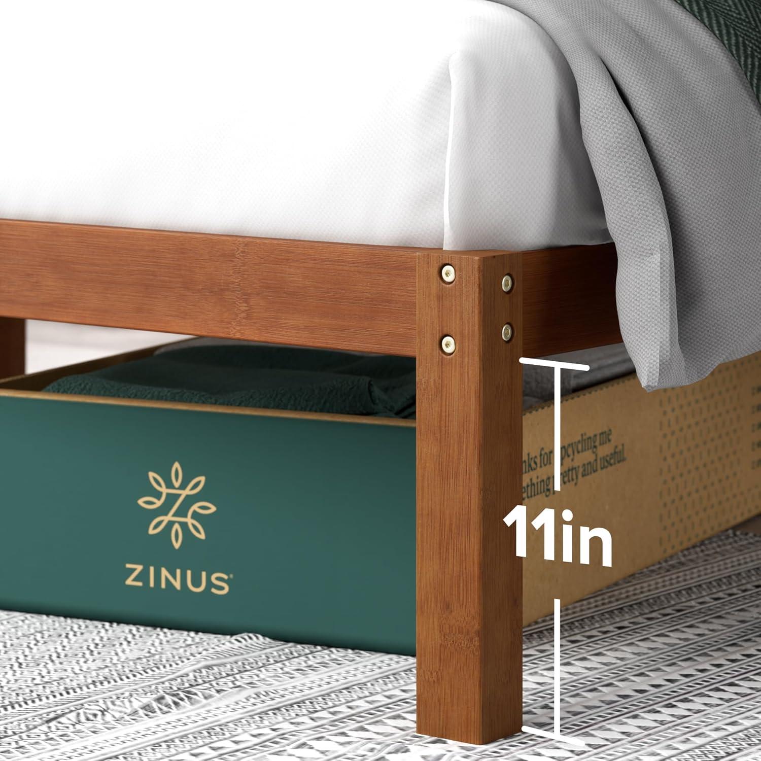 imageZINUS Leah Bamboo Platform Bed Frame with Headboard No Box Spring Needed Wood Slat Support Easy Assembly QueenTwin