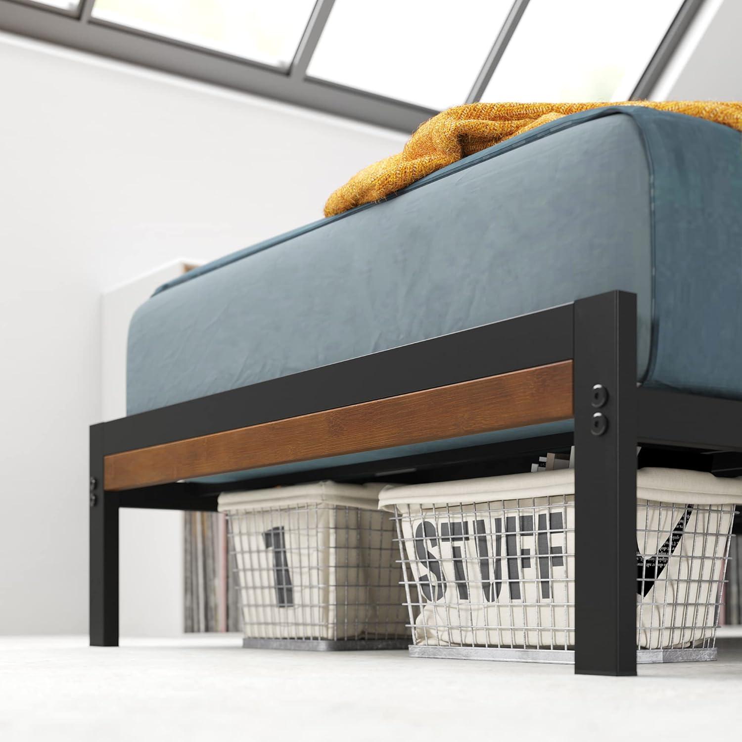 imageZINUS Leah Bamboo Platform Bed Frame with Headboard No Box Spring Needed Wood Slat Support Easy Assembly QueenTwin