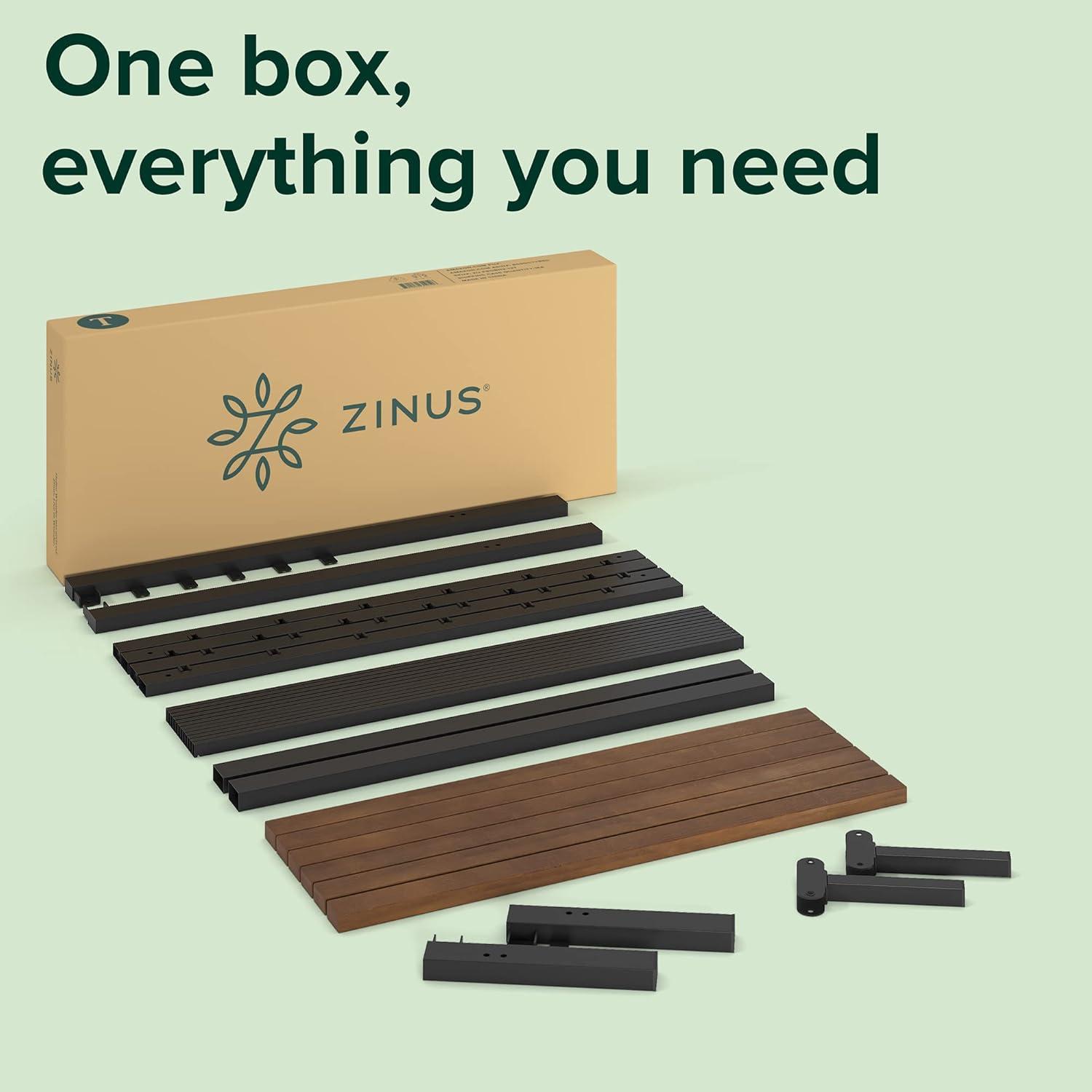 imageZINUS Leah Bamboo Platform Bed Frame with Headboard No Box Spring Needed Wood Slat Support Easy Assembly QueenTwin