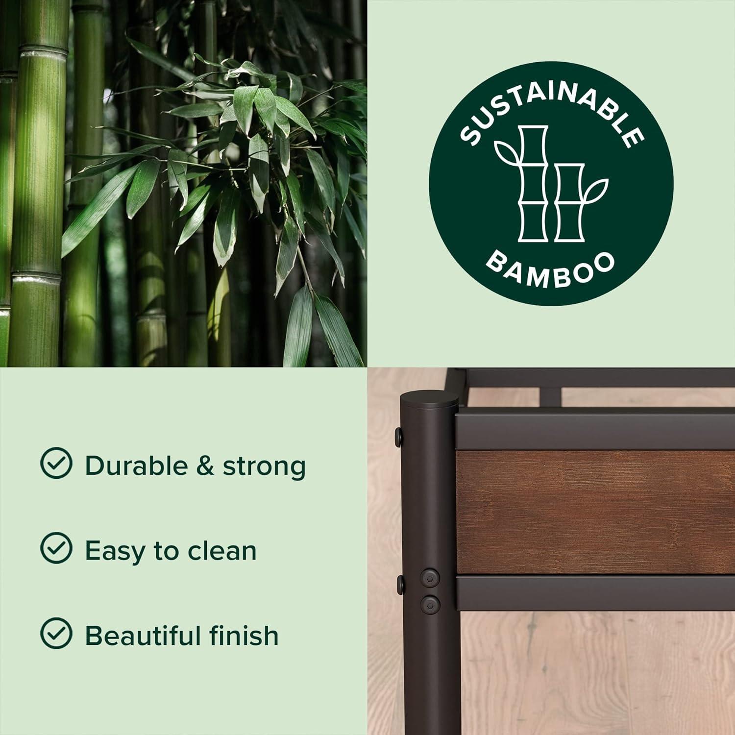 imageZINUS Leah Bamboo Platform Bed Frame with Headboard No Box Spring Needed Wood Slat Support Easy Assembly QueenTwin