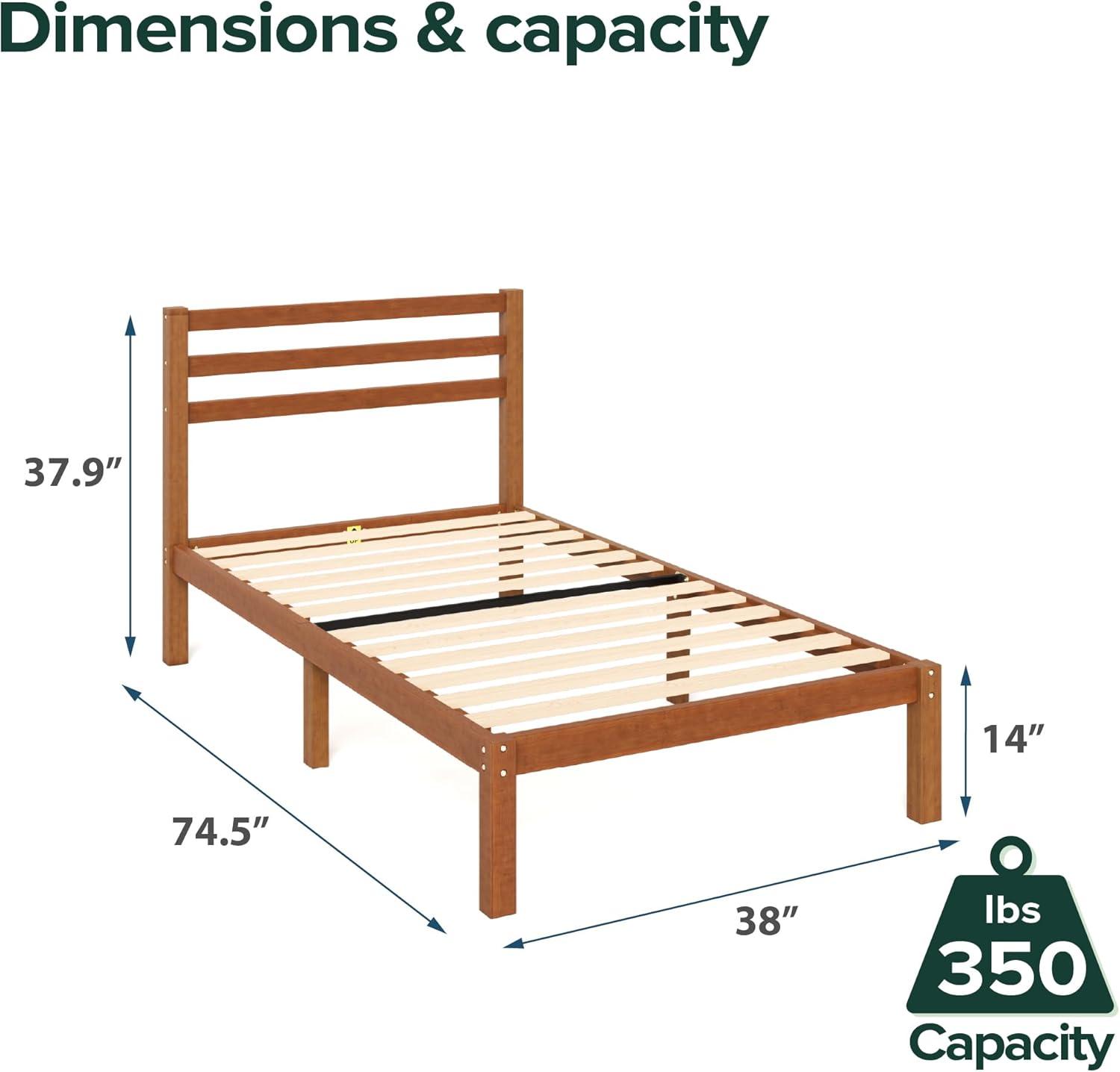imageZINUS Leah Bamboo Platform Bed Frame with Headboard No Box Spring Needed Wood Slat Support Easy Assembly QueenTwin