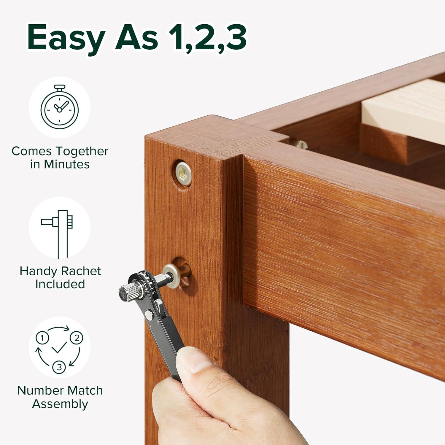 imageZINUS Leah Bamboo Platform Bed Frame with Headboard No Box Spring Needed Wood Slat Support Easy Assembly QueenTwin