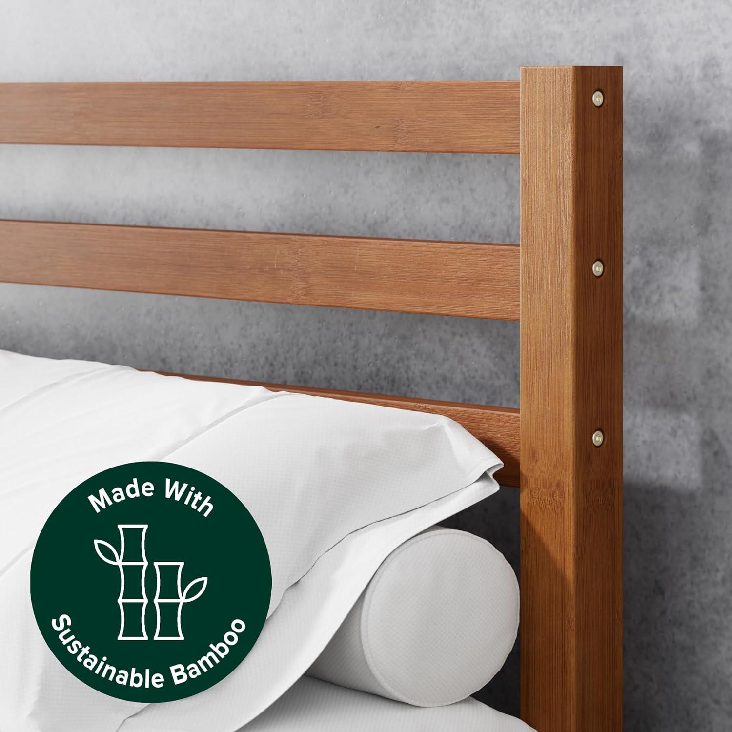 imageZINUS Leah Bamboo Platform Bed Frame with Headboard No Box Spring Needed Wood Slat Support Easy Assembly QueenTwin