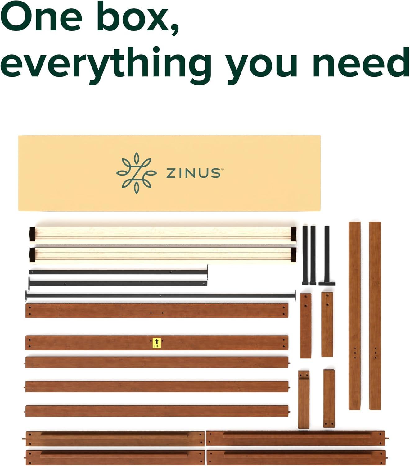 imageZINUS Leah Bamboo Platform Bed Frame with Headboard No Box Spring Needed Wood Slat Support Easy Assembly QueenTwin