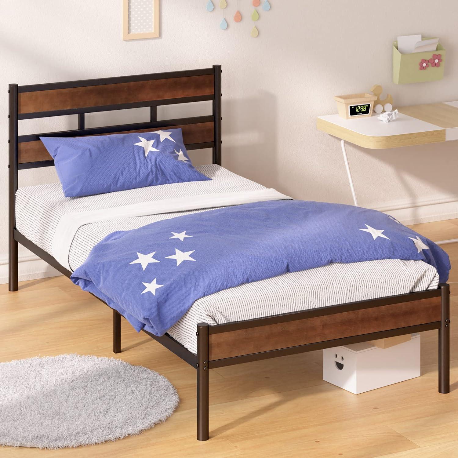 imageZINUS Leah Bamboo Platform Bed Frame with Headboard No Box Spring Needed Wood Slat Support Easy Assembly QueenTwin