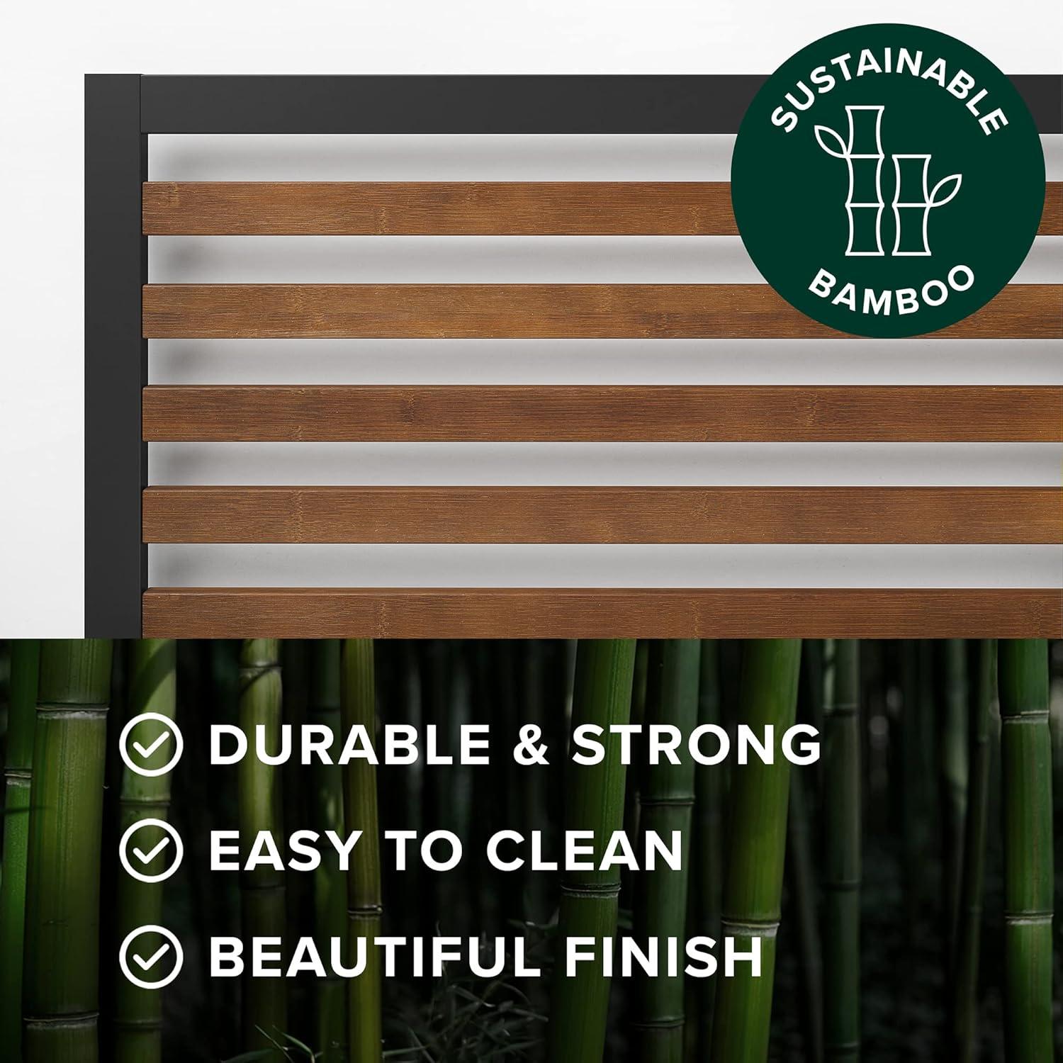 imageZINUS Leah Bamboo Platform Bed Frame with Headboard No Box Spring Needed Wood Slat Support Easy Assembly QueenTwin