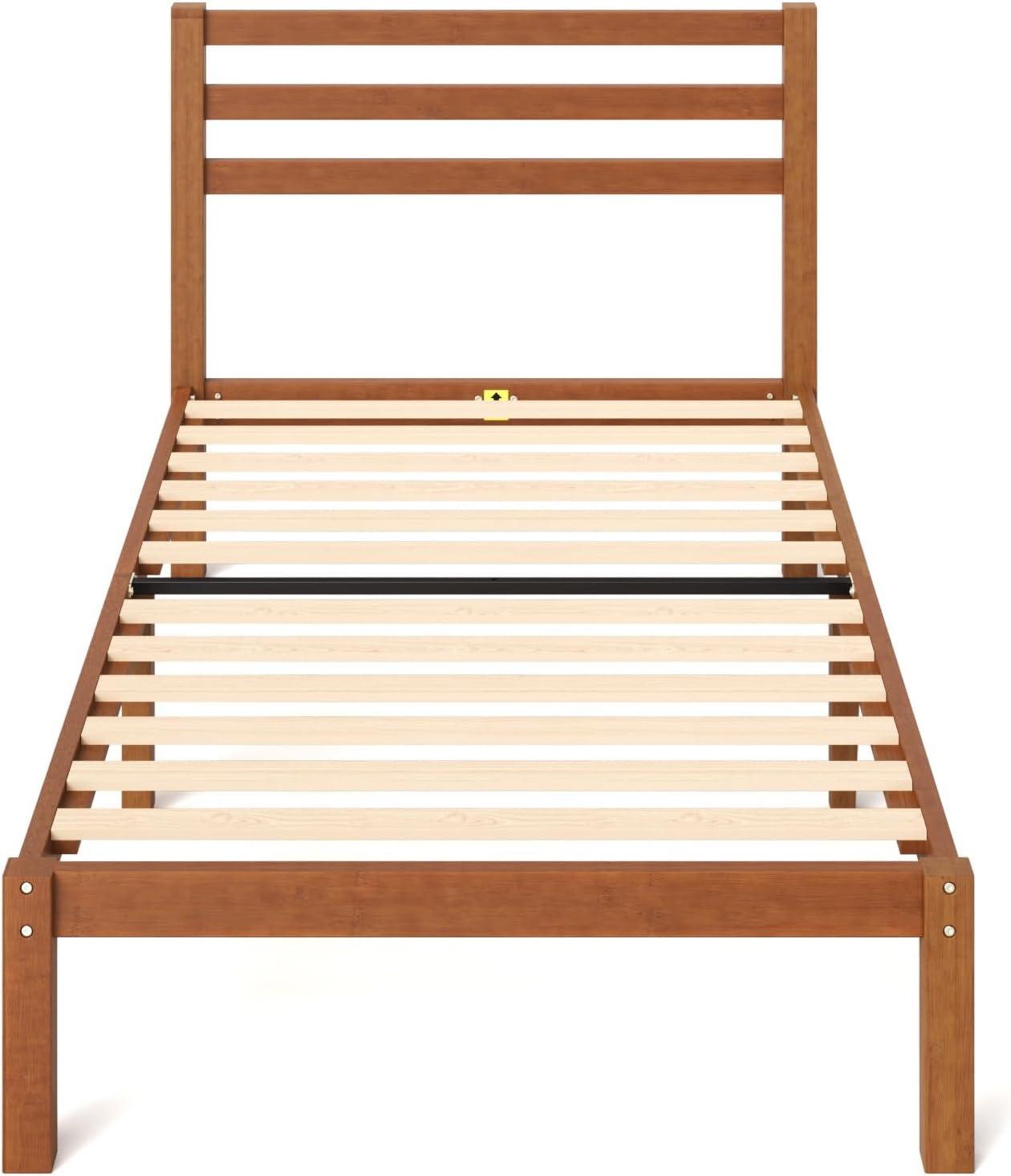 imageZINUS Leah Bamboo Platform Bed Frame with Headboard No Box Spring Needed Wood Slat Support Easy Assembly QueenTwin