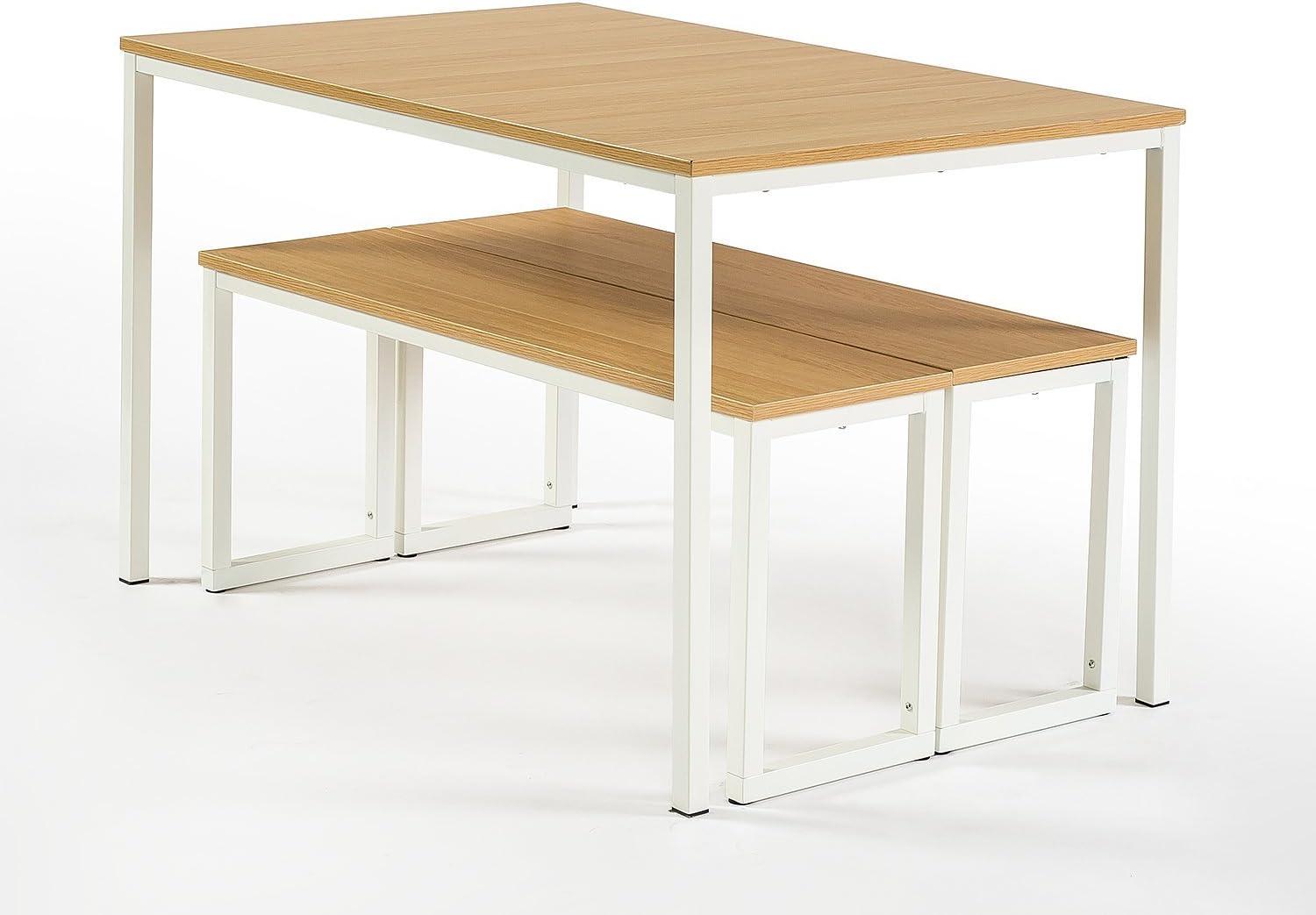 imageZINUS Louis Modern Studio Collection Soho Dining Table with Two Benches 3 piece set  EspressoWhite