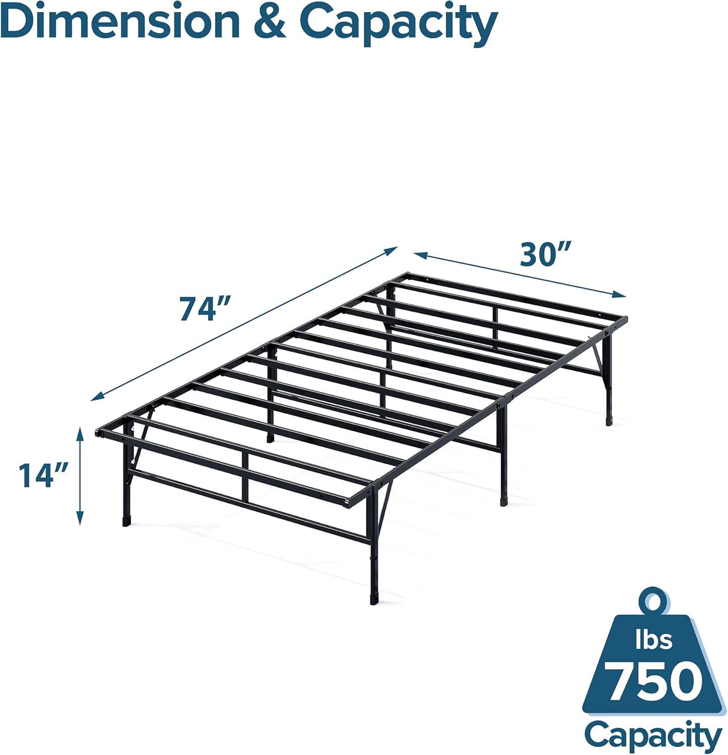 imageZINUS SmartBase Compack Mattress Foundation 14 Inch Metal Bed Frame No Box Spring Needed Sturdy Steel Slat Support Queen75 x 30