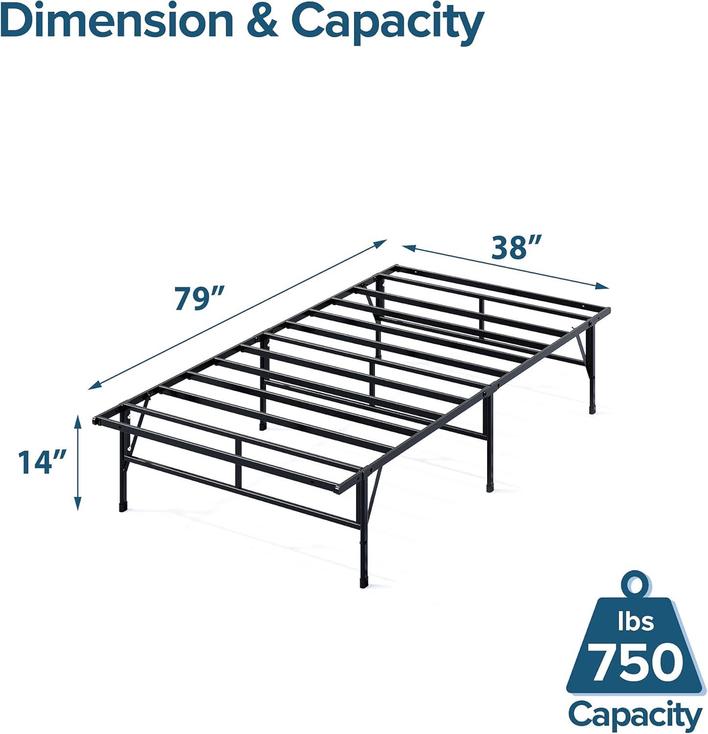 imageZINUS SmartBase Compack Mattress Foundation 14 Inch Metal Bed Frame No Box Spring Needed Sturdy Steel Slat Support QueenTwin XL