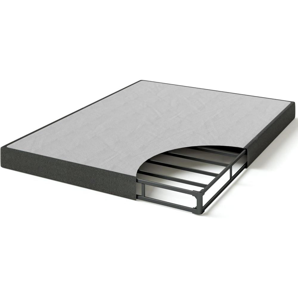 imageZINUS 9 Inch WonderBoxTM Smart Box Spring Quick Assembly Mattress Foundation Durable Metal Frame Twin GreyQueen