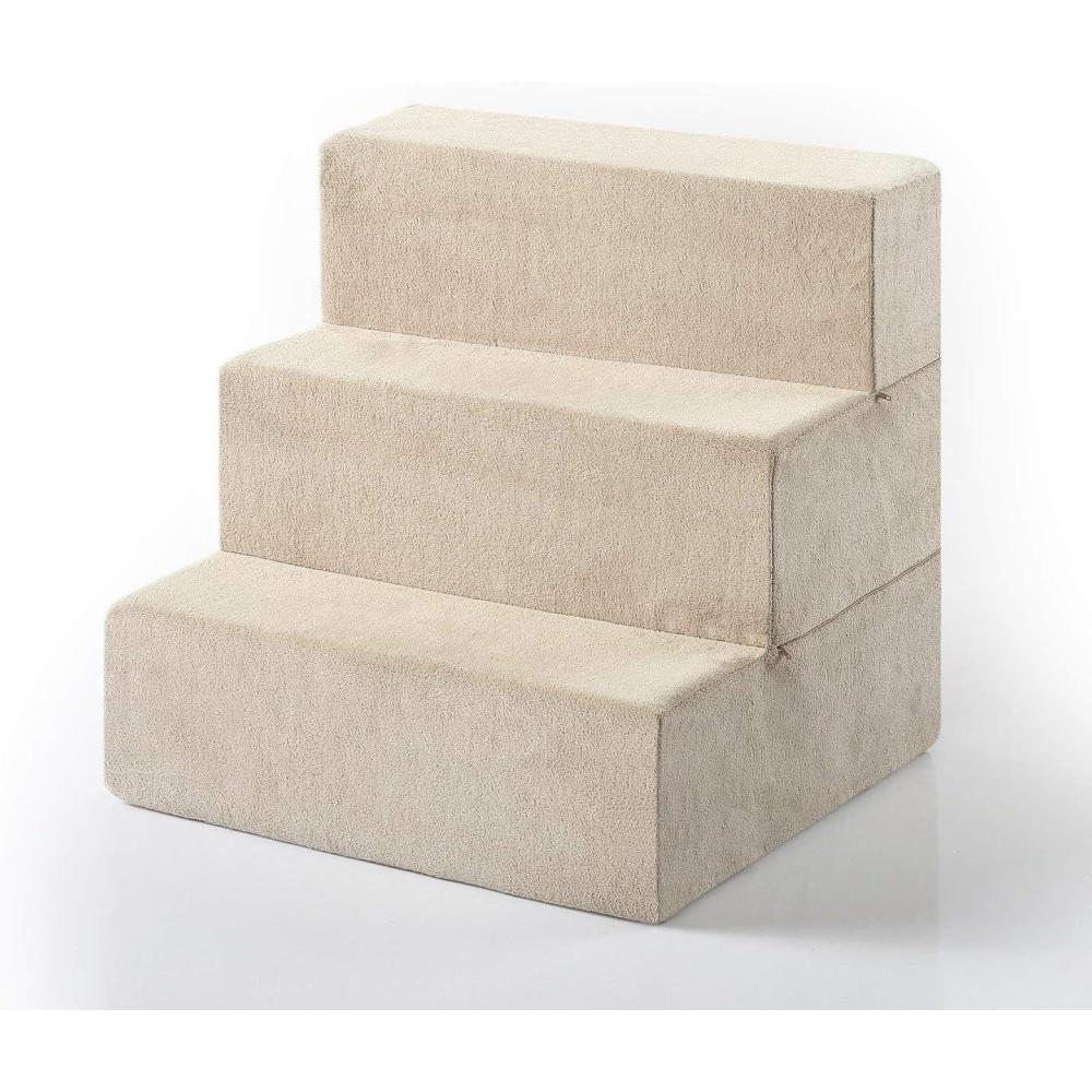 imageZINUS Foam 13 Inch 2Step Step Pet Stairs Pet Ramp for Cats and Dogs Extra Small BeigeMedium