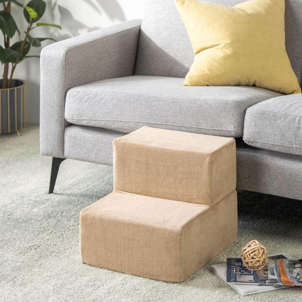 imageZINUS Foam 13 Inch 2Step Step Pet Stairs Pet Ramp for Cats and Dogs Extra Small BeigeXSmall