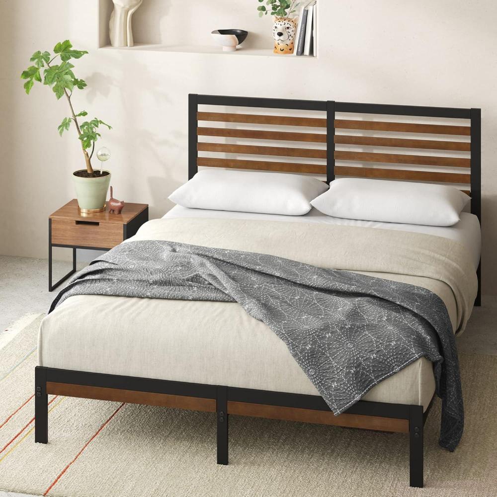 imageZINUS Leah Bamboo Platform Bed Frame with Headboard No Box Spring Needed Wood Slat Support Easy Assembly QueenFull