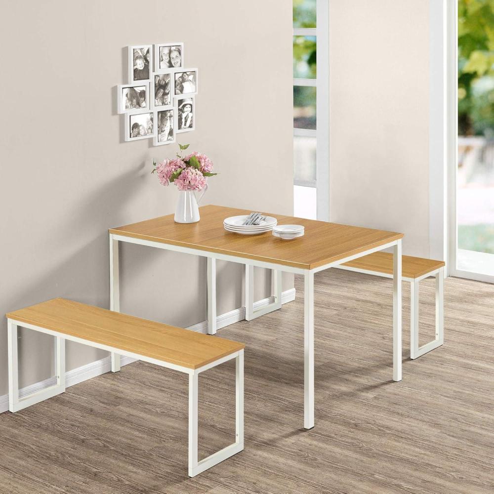 imageZINUS Louis Modern Studio Collection Soho Dining Table with Two Benches 3 piece set  EspressoWhite