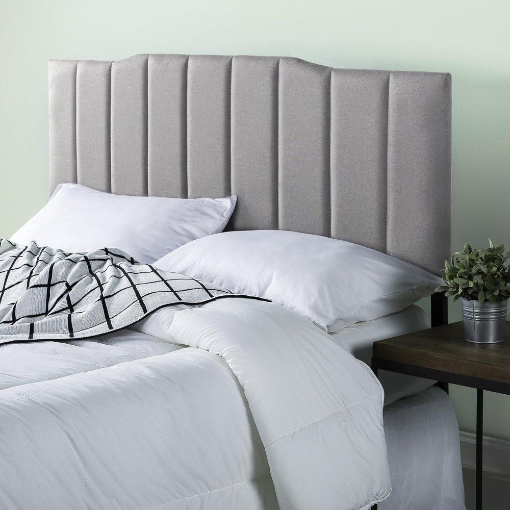 imageZINUS Satish Upholstered Channel Stitched Headboard in Grey QueenLight Grey