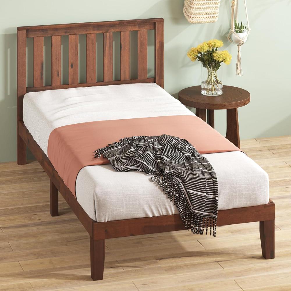 imageZINUS Vivek Wood Platform Bed Frame with Headboard Solid Wood Foundation with Wood Slat Support No Box Spring Needed Easy Assembly QueenAntique Espresso