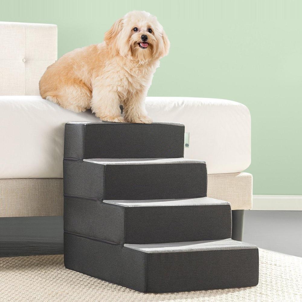 imageZinus 3 Step Easy Pet Stairs Pet Ramp Pet Ladder Medium GreyLarge
