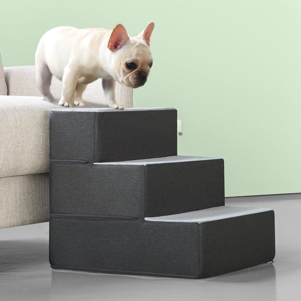 imageZinus 3 Step Easy Pet Stairs Pet Ramp Pet Ladder Medium GreyMedium