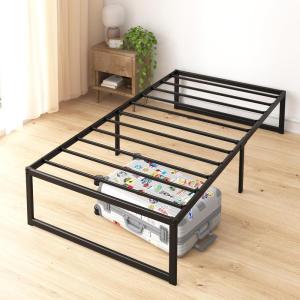 ZINUS ABEL 14 Inch Platform Bed Frame, Steel Slat Support, Easy Assembly, No Box Spring Needed, Eco Friendly WonderBox(TM) Packaging, Black, Queen(Twin)