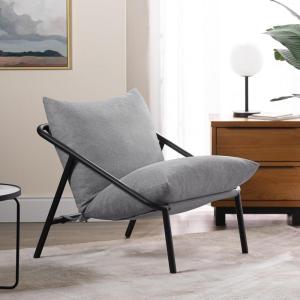 ZINUS Aidan Sling Accent Chair, Metal Framed Armchair with Shredded Foam Cushioning, Oatmeal(Light Grey)