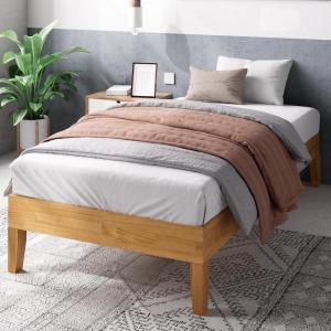 ZINUS Alexis Deluxe Wood Platform Bed Frame, Solid Wood Foundation, No Box Spring Needed, Wood Slat Support, Easy Assembly, Rustic Pine, Queen(Natural)