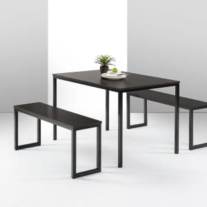 ZINUS Louis Modern Studio Collection Soho Dining Table with Two Benches (3 piece set) – Espresso(Sturdy Steel Frame With Rich Espresso Finish)