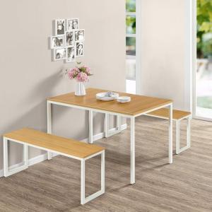 ZINUS Louis Modern Studio Collection Soho Dining Table with Two Benches (3 piece set) – Espresso(White)