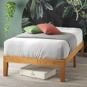 ZINUS Moiz Wood Platform Bed Frame, Wood Slat Support, No Box Spring Needed, Easy Assembly, Natural, Queen(Natural)