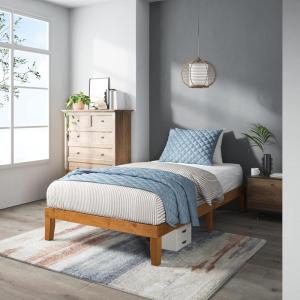 ZINUS Moiz Wood Platform Bed Frame, Wood Slat Support, No Box Spring Needed, Easy Assembly, Natural, Queen(Rustic Pine)