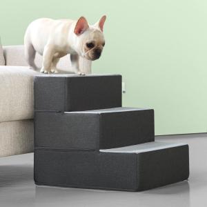 Zinus 3 Step Easy Pet Stairs, Pet Ramp, Pet Ladder, Medium, Grey(Medium)